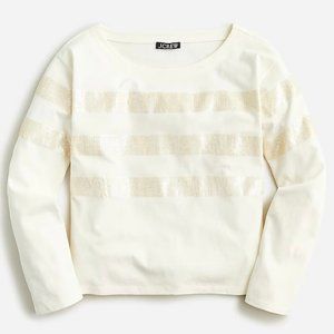 J. Crew Limited-edition Relaxed Long-sleeve Sequin Boatneck Top SZ X-small/Small